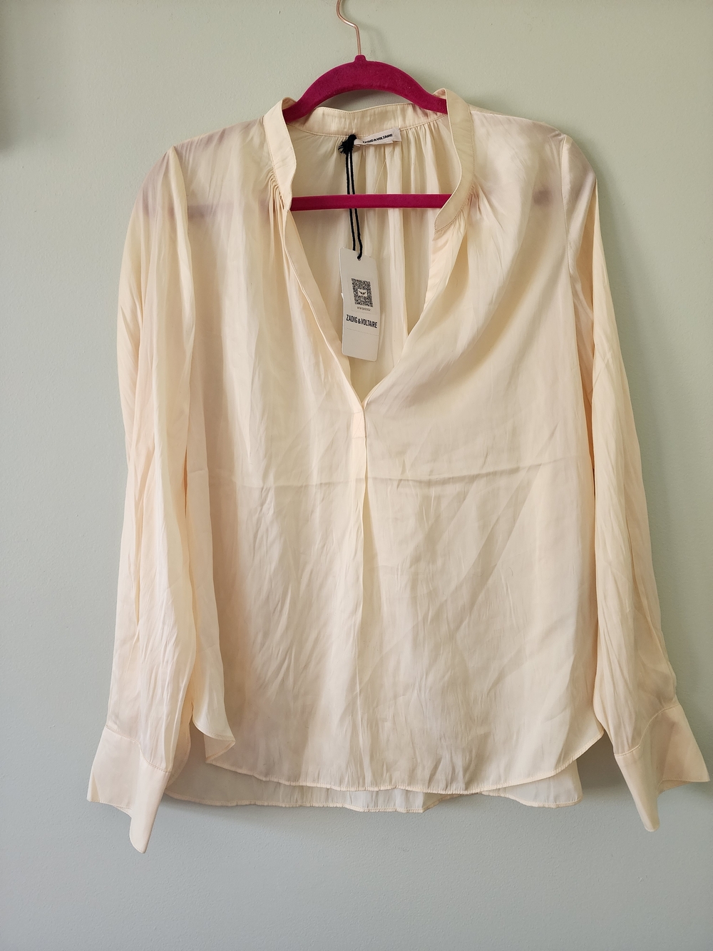 Zadig & Voltaire Butter Yellow V-Neck Long Sleeve Blouse